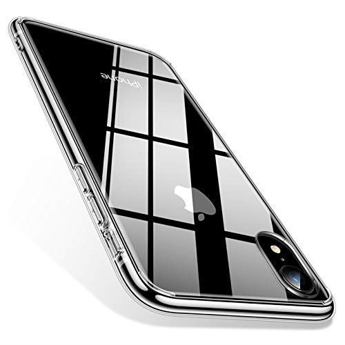 TORRAS iPhone セール特別価格 割引 XR ケース ガラス背面+TPUバンパー ストラップホール付き クリア ガラスフィルム付属