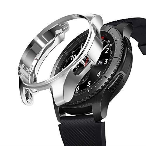 2020モデル ショッピング Galaxy Gear S3 Classic Watch 46mm ケース 耐衝撃 対応 ワンサイズ Frontier クリア 専用設計 シルバー TPU