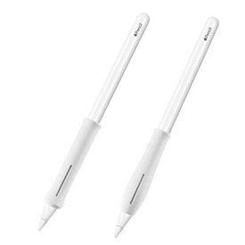 [2-セット] FINTIE for Apple Pencil グリップ Apple Pencil ホルダー シリコン製 握りやすい 保護スキン スリーブ ケース Apple iPad Pro Pencil/iPad 2018 (第六代) Pencil 対応 (ホワイト) 1 ホワイト