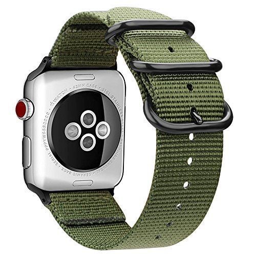For Apple Watch バンド， Fintie 編みナイロン 時計バンド 交換ベルト アップルウォッチ交換ストラップ iWatch Apple Watch Series 44mm， Series 3 / Series 2 / Series 1 42mm 対応 (アーミーグリーン) 42mm / 44mm