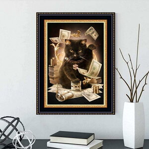 5D ダイヤモンドアート ビーズアート 猫 ねこ 招き猫 黒猫 お札 ビーズ絵画 初心者 趣味 簡単 図案 説明書付 自由研究
