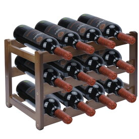【300円限定クーポン配布中！】 【即日発送】 ワインラック 12本 竹製 収納棚 3段 43x23.5x27cm 積み重ね式 ワインホルダー ストレージラック 酒棚 ディスプレイ ワインスタンド シャンパンホルダー ワインセラー おしゃれ ナチュラル キッチン 居酒屋 飲食店 クラブ バー