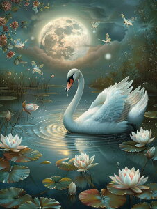 【クーポン利用で10%OFF】送料無料 刺繍キット 白鳥 5D 仙塵&AB ダイヤモンドアート キット ビーズ刺繍 初心者 ダイヤモンドペインティングインテリア ハンドメイド クロスステッチ ダイアモ