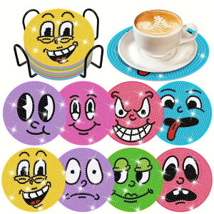 【クーポン利用で10%OFF 】送料無料 刺繍キット ダイヤモンドアート コースター 8枚セット ダイヤモンドアート キット ビーズ刺繍 ダイヤモンドペインティングインテリア 趣味 ハンドメイド