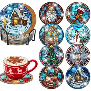 【20-26日!クーポン利用で15%OFF】送料無料 刺繍キット ダイヤモンドアート コースター 8枚セット ダイヤモンドアート キット ビーズ刺繍 ダイヤモンドペインティングインテリア 趣味 ハンド