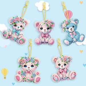 【クーポン利用で15%OFF】送料無料 刺繍キット5D ダイヤモンドアート キーホルダー 5枚セット キット 初心者 ダイヤモンドペインティングインテリア 趣味 ハンドメイド クロスステッチ ダイ