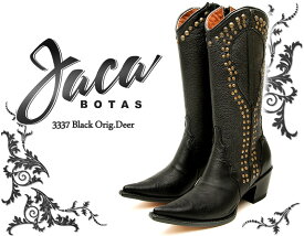 [Botas Jaca]　ハカ　3337 Black Orig.Deer　ブラック・ディアスキン　レディース　本革 ウエスタンブーツ　ロングブーツ