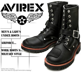 [AVIREX]　アヴィレックス（アビレックス）　AV-2100　YAMATO　ヤマト　Black　ブラック　メンズ＆レディース　本革　ライダースブーツ　ミリタリーブーツ　ショートブーツ