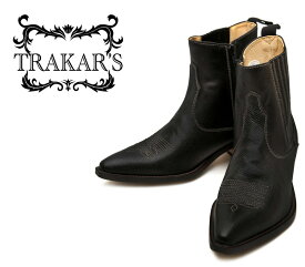 [TRAKAR'S]　トラッカーズ　14605　Black-Liz×Black　ブラックリザード（型押し）×ブラック　メンズ　レディース　本革　ウエスタンブーツ　ショートブーツ