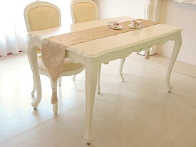 ビバリーヒルズ ダイニングテーブル140 輸入家具 プリンセス家具 姫系家具 姫系 白家具 白 猫脚 猫足 ダイニング 食卓 机 テーブル