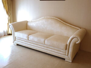 プリンセスソファ 3P マンションタイプ 花柄 フェイクレザーの張地 輸入家具 オーダー家具 姫系家具 プリンセス家具