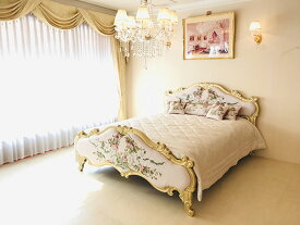 プリンシパルベッド クィーンサイズ シャインゴールド色 　　輸入家具 オーダー家具 姫系家具 プリンセス家具