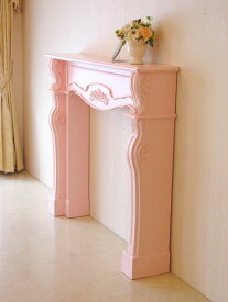 マントルピース シェル 薔薇の彫刻 バービーピンク色 輸入家具 オーダー家具 プリンセス家具 姫系家具 姫系 姫 暖炉 飾り棚