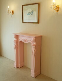 マントルピース シェル 薔薇の彫刻 W90cm バービーピンク色 輸入家具 オーダー家具 プリンセス家具 姫系家具 姫系 姫 暖炉 飾り棚