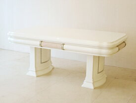 アフロディーテ センターテーブル W110 ホワイトグロス色 クリームベージュ大理石の装飾　　輸入家具 オーダー家具 姫系家具 プリンセス家具