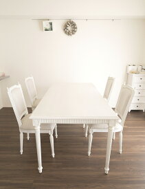 マダム・ココ ダイニングテーブル 180 フレンチホワイト色 輸入家具 オーダー家具 姫系家具 プリンセス家具