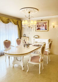 アドニス ダイニングテーブル 240 スーパーホワイトグロス＆ゴールド色　　輸入家具 オーダー家具 姫系家具 プリンセス家具