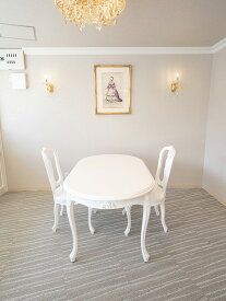 ラ・シェル ダイニングテーブル 160 オールドローズの彫刻 スーパーホワイト色 輸入家具 オーダー家具 プリンセス家具 猫脚 フレンチスタイル 姫系家具