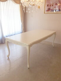 ビバリーヒルズ ダイニングテーブル W200×D100cm オードリーリボンの彫刻　　輸入家具 オーダー家具 姫系家具