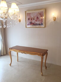 ビバリーヒルズ ダイニングテーブル W140×D54×H73 金箔仕上げ ブロンズゴールド色　　輸入家具 オーダー家具 姫系家具 プリンセス家具