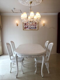 ラ・シェル ダイニングテーブル W200cm ビバリーヒルズの彫刻 マダム・ココ色　　　輸入家具 オーダー家具 姫系家具 プリンセス家具