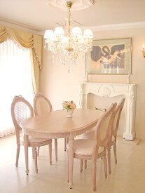 ルイ16世スタイル ダイニングテーブル160 ピンクベージュ　　輸入家具 オーダー家具 プリンセス家具