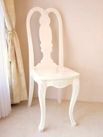 プリマベーラ　クィーンアンチェア　ロココ調 猫脚 薔薇の彫刻 ホワイト色　輸入家具 オーダー家具 プリンセス家具