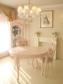 ビバリーヒルズ ラウンドテーブル120 バービーピンク色　　　輸入家具 オーダー家具 プリンセス家具