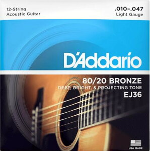 D'Addario �_�_���I�y EJ36�zAcoustic Strings 12-String80/20 Bronze Wound�^12���p Light 10-47
