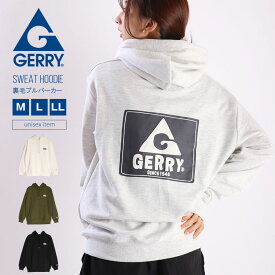 GERRY ジェリー バックプリント スウェット プルオーバー パーカー メンズ レディース 薄手 裏毛パーカー おしゃれ ブランド ストリート 人気 かわいい かっこいい 白 カーキ 黒 グレー 春服 秋服 冬服