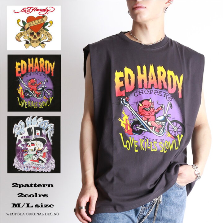 楽天市場】EdHardy エドハーディー ノースリーブ カットソー tシャツ 