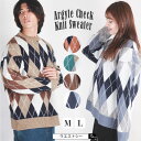 アーガイル チェック柄 ゴルフ ニット セーター メンズ レディース アーガイルチェック アーガイル柄 クルーネック 秋 冬 秋服 冬服 カジュアルコーデ 人気 おしゃれ かわいい ブランド ウエストシー westsea