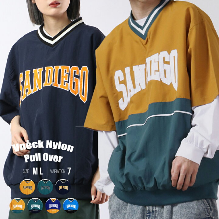 楽天市場】リブライン ナイロン vネック プルオーバー tシャツ 