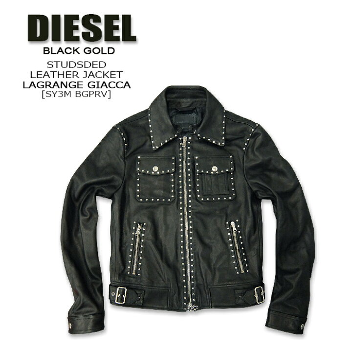 楽天市場】DIESEL(ディーゼル) BLACK GOLDStuds Leather Jacket 