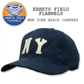 EBBETS FIELD FLANNELS(エベッツ フィールド フランネルズ) BASEBALL CAP[#3] NEW YORK BLACK YANKEES Navyキャップ/帽子/野球 別注　フリーサイズ　USALEATHER STRAP レザー ストラップ【RCP】