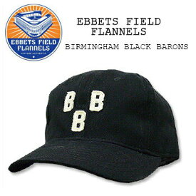 EBBETS FIELD FLANNELS(エベッツ フィールド フランネルズ) BASEBALL CAP[#7]Black BIRMINGHAM BLACK BARONS キャップ/帽子/野球 別注　フリーサイズ　USALEATHER STRAP レザー ストラップ 綿　コットン【RCP】