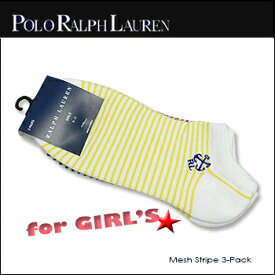 Polo Ralph Lauren(ポロ ラルフローレン)-Girls- Mesh Stripe 3-Pack Ped[G440011GPK] Girls ガールズ 薄手 ソックス 靴下 3枚セット 女性用 【RCP】