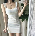 レディース ノースリーブ ワンピース ミニワンピース タイトワンピース ニットワンピース 無地 ストレッチ ヒップパック スリム セクシー 着痩せ 2色