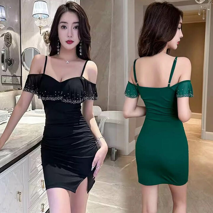 楽天市場】オフショルダー フリル ワンピース レディース タイト  