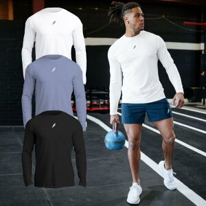 3色 メンズ 長袖 Tシャツ カットソー トップス 普段着 ジムウェア スポーツウェア フィットネス トレーニングウェア カジュアル コットン 吸汗速乾