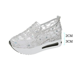 送料無料 インヒールスニーカー レディース 厚底 サンダル ウェッジソール メッシュ スパンコール キラキラ きれいめ サマーシューズ 厚底スニーカー 5cmUP 身長アップ 軽量 美脚 女性 疲れな
