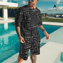 ジャージセット メンズ 夏スウェット 上下セット 半袖tシャツ ハーフパンツ 総柄 カジュアル オーバーサイズ 運動服 部屋着 アウトドア 夏