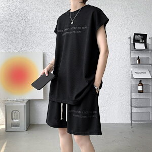 夏新作 セットアップ メンズ ジャージ 上下セット ノースリーブTシャツ スウェット スポーツウェア トレーニングウェア カジュアル 大きいサイズ 運動 部屋着