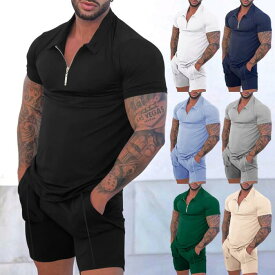 セットアップ おしゃれ スウェット 上下セット メンズ 半袖 Tシャツ+半パンツ ショートパンツ 2点セット カジュアル ルームウェア スポーツ トレーニングウェア 大きいサイズ 部屋着 運動服 メンズファション 父の日 30代 40代 50代 春夏