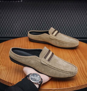 送料無料 3color ローファー かかとなし メンズ 24.5~27.0cm ビジネスサンダル スリッパ オフィスサンダル 革靴 サボサンダル モカシンシューズ フォーマル 男性 紳士靴 ドライビングシューズ お