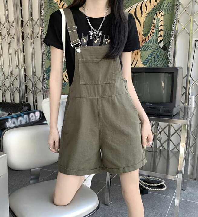 楽天市場】デニム レディース オーバーオール オールインワン ショート  