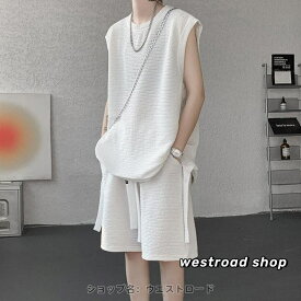 ノースリーブTシャツ ショートパンツ セットアップ メンズ 夏服 タンクトップ ハーフパンツ ジャージ上下セット カジュアル 大きいサイズ 大人 学生 通勤 通学 部屋着 涼しい アウトドア かっこいい 春夏 おしゃれ