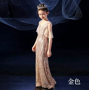 子供 ロングドレス 大人っぽい おしゃれ キッズドレス ピアノ 発表会 女の子 ドレス 子ども 誕生日 結婚式 フォーマル 袖なし ホルターネック スパンコール キラキラ 個性的 90-160CM イベント