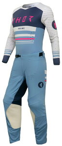 ガールズ用 MXウエア 上下セット THOR 24 PRIME BLAZE スチールブルー/ヴィンテージホワイト 女性用 モトクロス 正規輸入品 WESTWOODMX