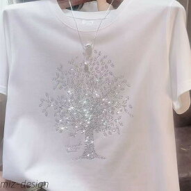 半袖tシャツ レディース トップス 半袖 tシャツ キラキラ カットソー 薄手 丸首 カジュアル シンプルtシャツ ゆるカットソー